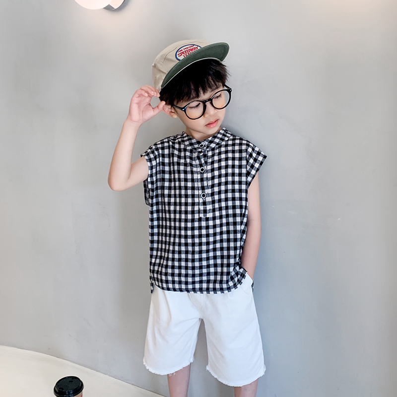 男童无袖衬衫2024夏装