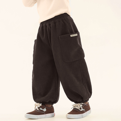 积木城堡 男童加绒裤子2025冬装新款儿童中小童保暖一体绒收脚裤