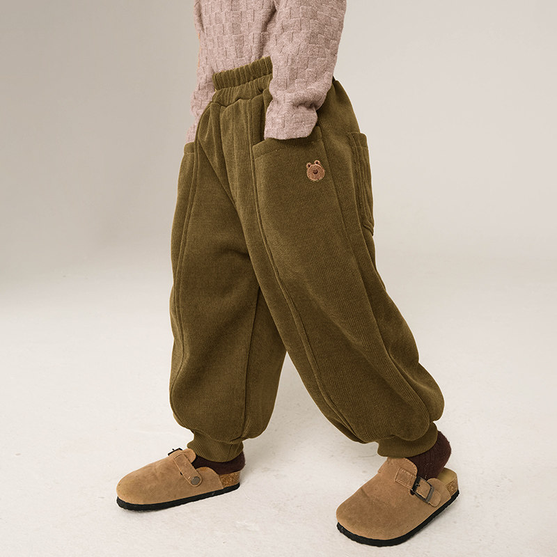 积木城堡男童裤子加绒一体绒长裤