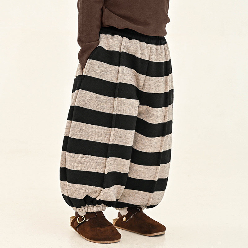 积木城堡 男童加绒裤子2025冬装新款儿童中小童一体绒条纹灯笼裤,童装/婴儿装/亲子装,裤子,淘宝优惠券,粉丝福利购,淘宝优惠卷