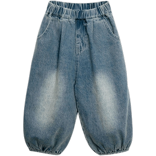 男童牛仔裤2026春装新款儿童磨白哈伦裤中小童韩系灯笼裤春秋裤子