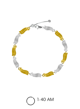 【清仓价】1:40AM 原创设计金银拼色波纹液态金属质感手链
