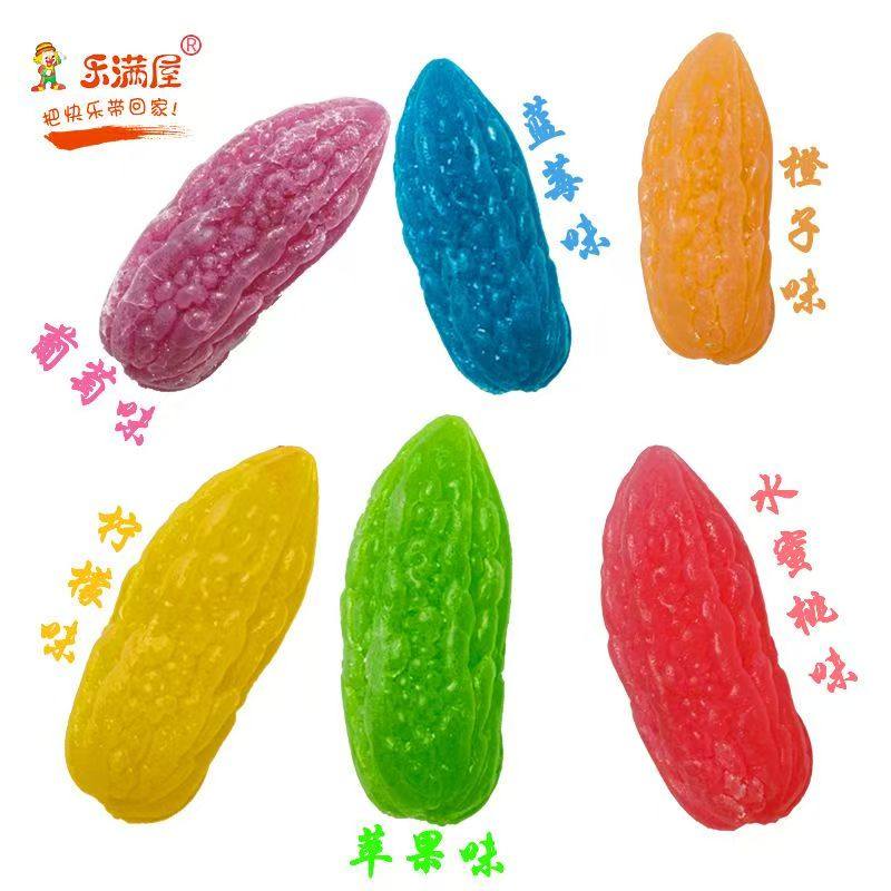 网红苦瓜琥珀糖300g咀嚼高颜值水晶糖水果味糖果解馋办公室零食