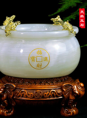 玉石聚宝盆摆件办公室招财开业礼