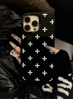 SMFK明星同款潮牌适用于iPhone17ProMax手机壳16苹果15Pro黑白十字花明星同款14MagSafe磁吸13/12防摔11硬壳