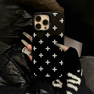 SMFK明星同款潮牌适用于iPhone17ProMax手机壳16苹果15Pro黑白十字花明星同款14MagSafe磁吸13/12防摔11硬壳