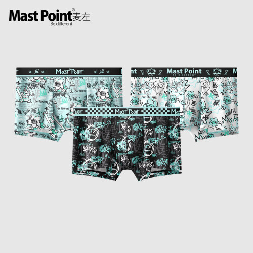 麦左男士内裤四角纯棉100%全棉裆