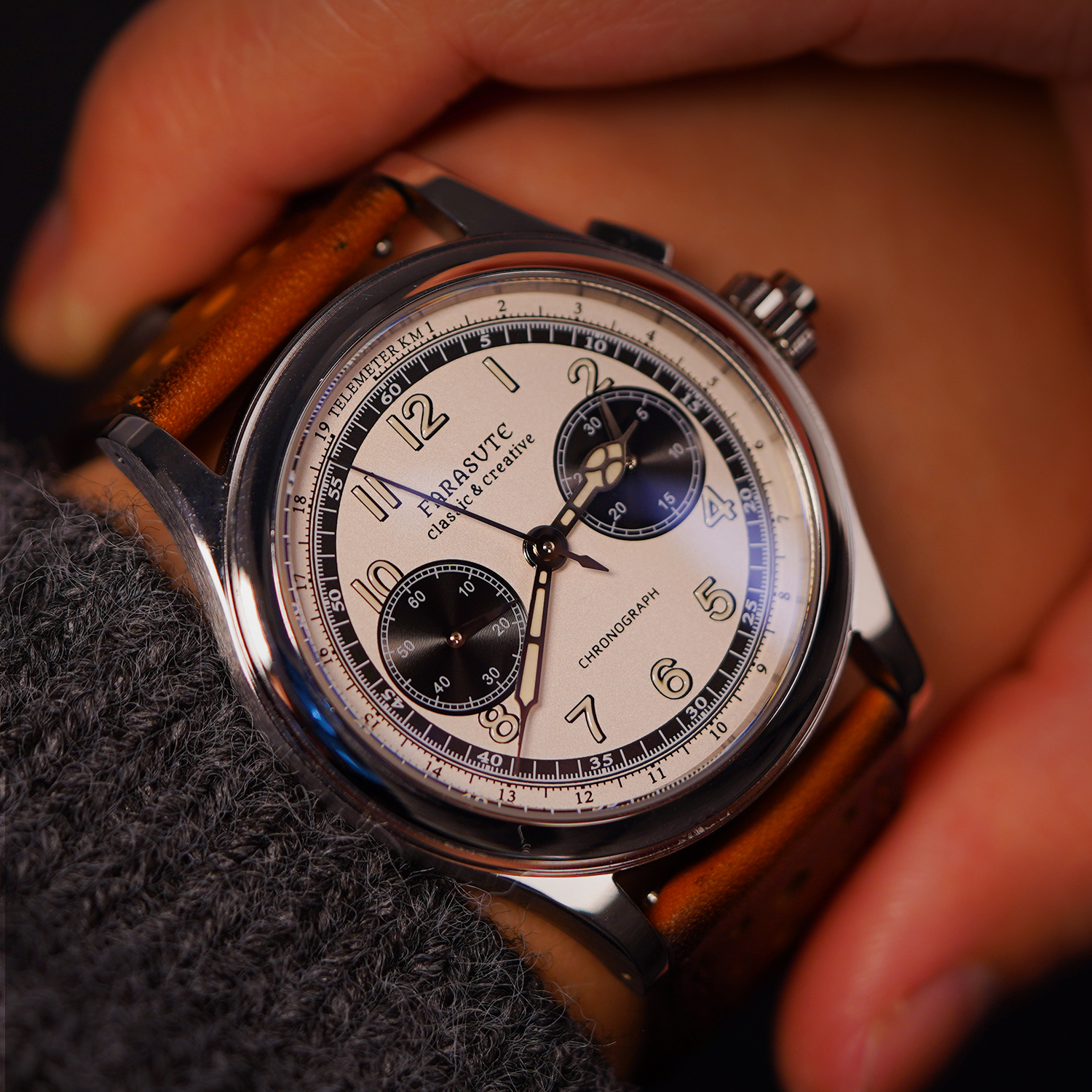 法拉苏蒂复古男士ST19手动计时表