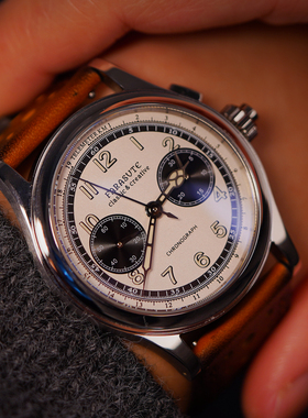 法拉苏蒂复古男士ST19手动计时表瑞士夜光316L精钢小众轻奢机械表