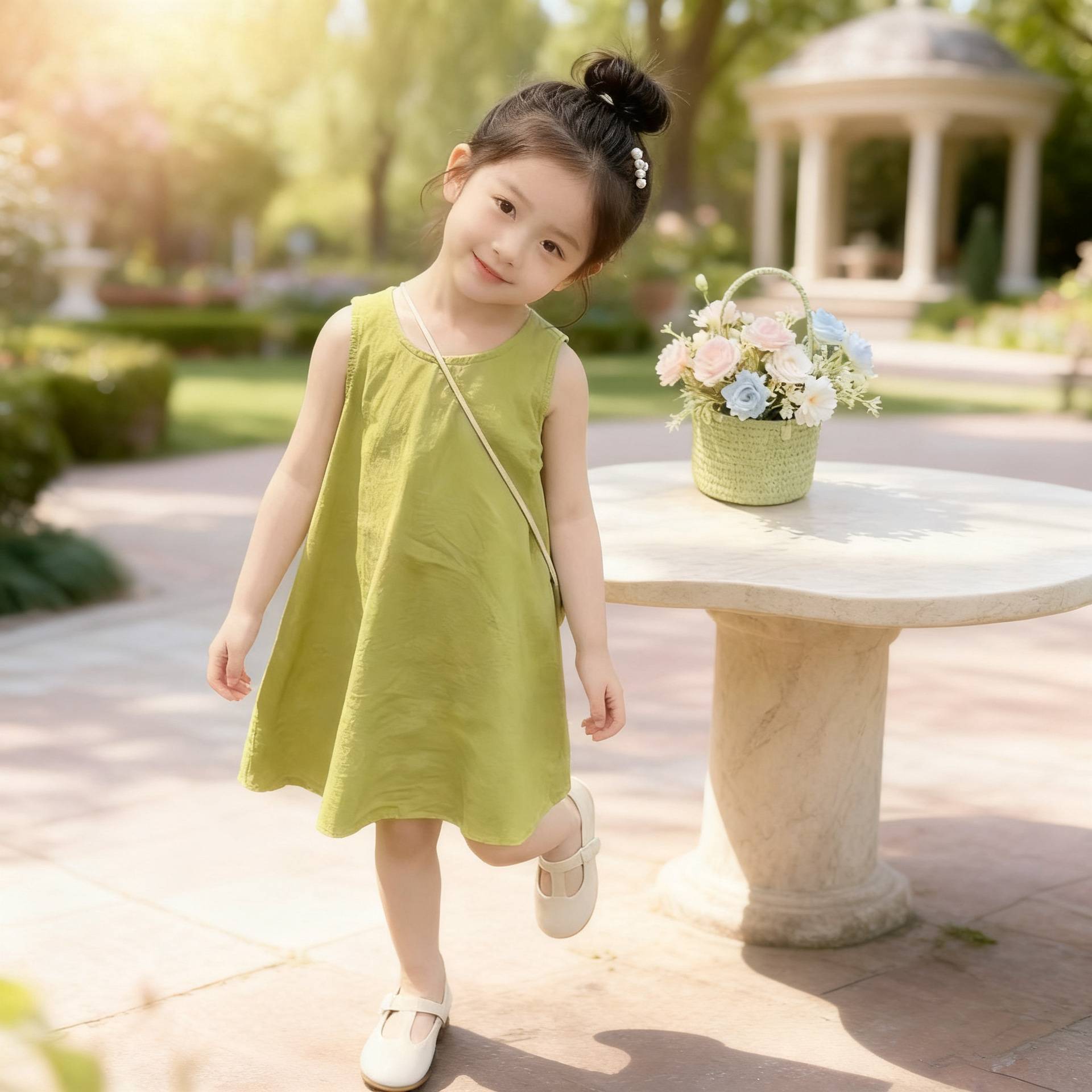 女童草木系无袖背心裙2026夏季