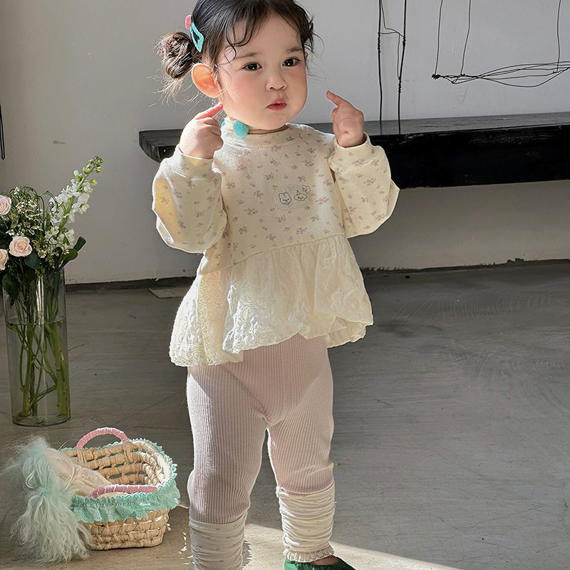 春季新款婴幼儿韩版卫衣女宝宝碎花圆领长袖a类女童百搭上衣春装