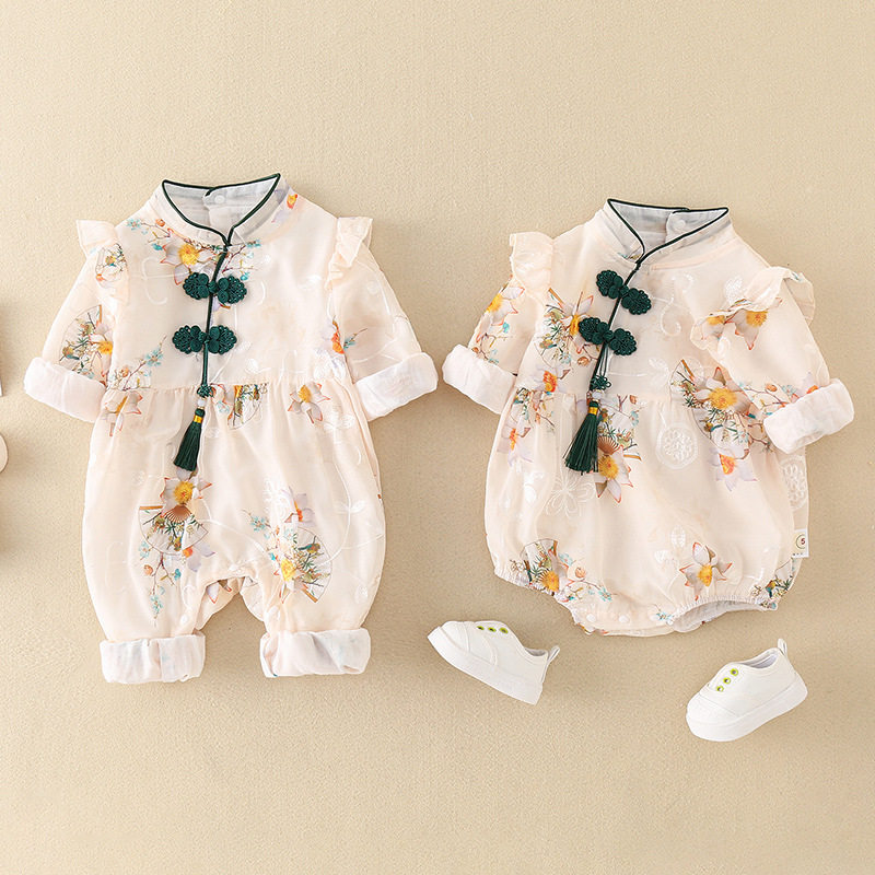 女童汉服碎花爬服中国风旗袍
