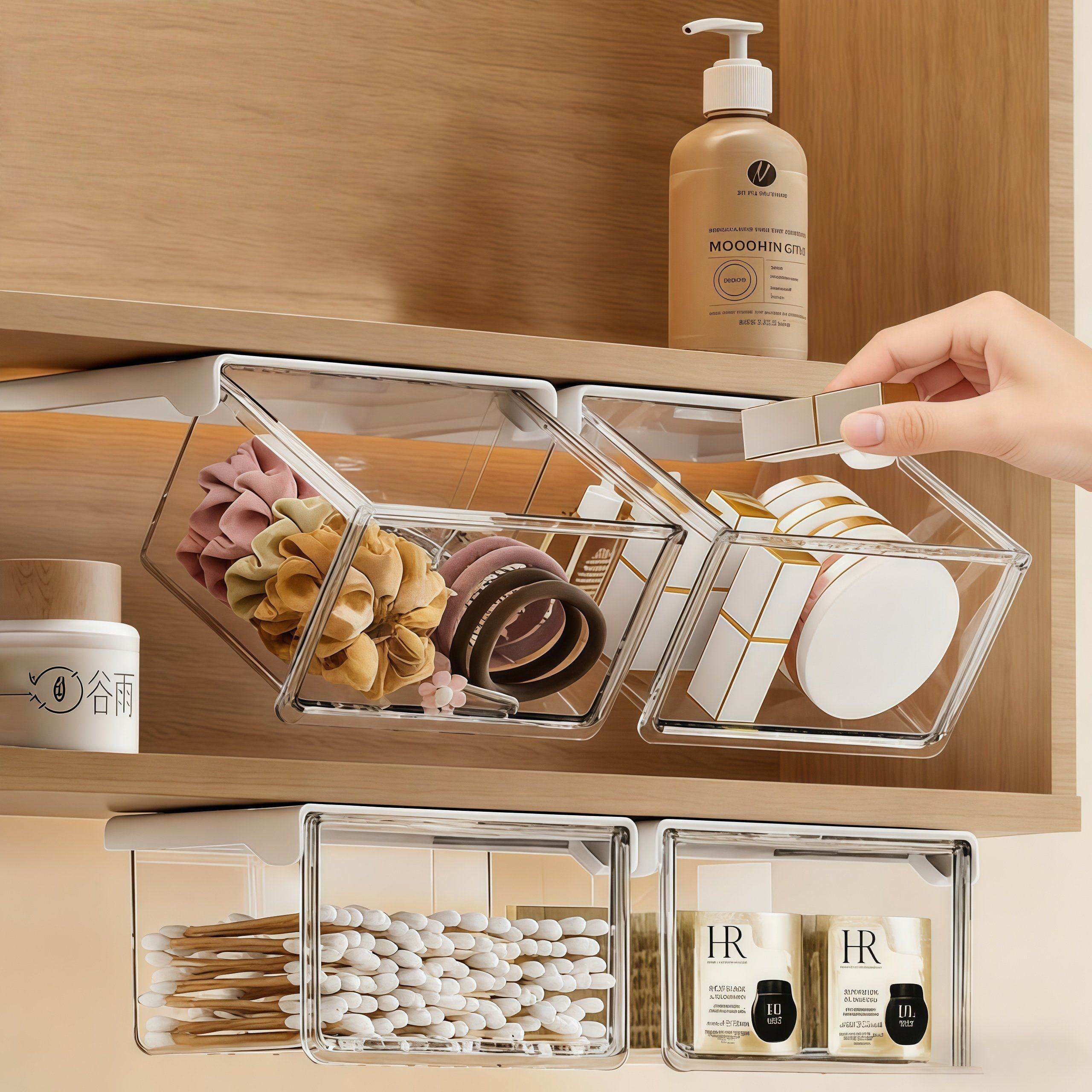 镜柜下抽屉式收纳盒卫生间收纳神器化妆品卸妆棉签口红壁挂置物架,收纳整理,镜柜收纳盒,淘宝优惠券,粉丝福利购,淘宝优惠卷