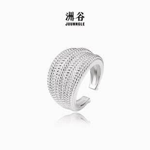 伯远同款 Juunngle洲谷925银开口戒指女复古独特小众高级感素戒