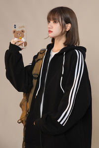 XZ409-1-Y02-P70 春季新款中性风开衫连帽卫衣休闲运动外套 -控88图片