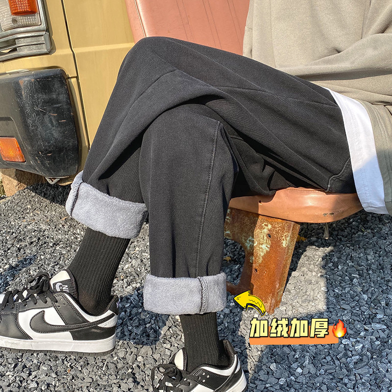 XZ409-1-K319-P50加绒加厚直筒宽松牛仔裤（控68）,男装牛仔裤,星座1514