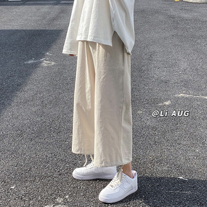 XZ409-1-K410-P40夏季垂感亚麻裤 宽松阔腿裤棉麻九分休闲裤-控55图片