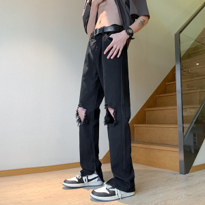 XZ409-1-K634-P55 春夏新款膝盖破洞小脚修身牛仔裤男（控68）图片