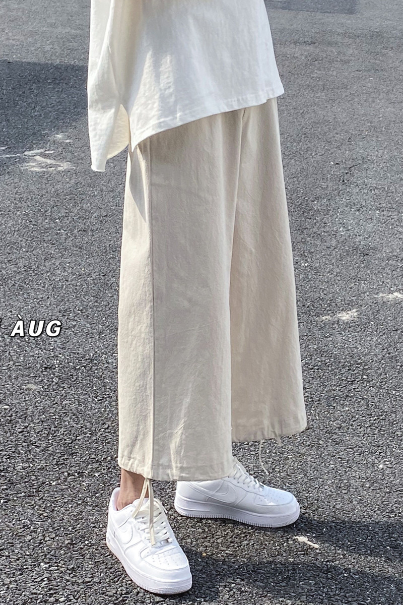 XZ409-1-K410-P40夏季垂感亚麻裤宽松阔腿裤棉麻九分休闲裤-控55,男装休闲裤,星座1514