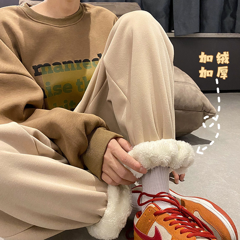 XZ409-1-K619-P65加绒加厚束脚运动裤宽松休闲裤（控85）,男装休闲裤,星座1514