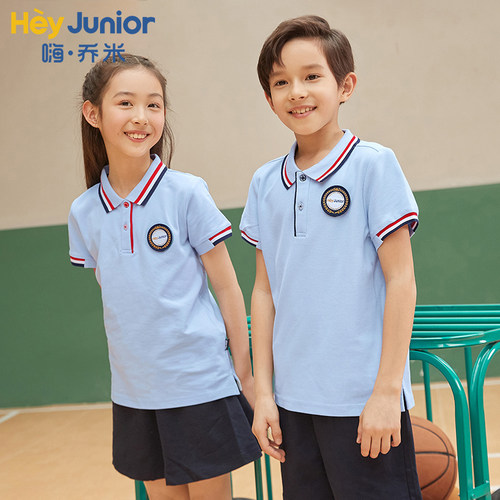 森马集团HeyJunior校服夏休闲小学生班服男女童polo衫儿童短袖T恤
