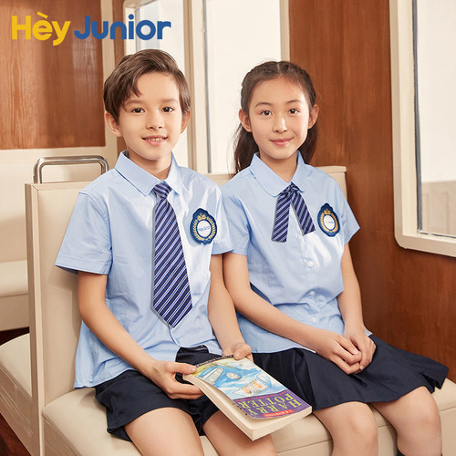 森马集团HeyJunior校服2026夏季新款jk制服男女生儿童装短袖衬衫
