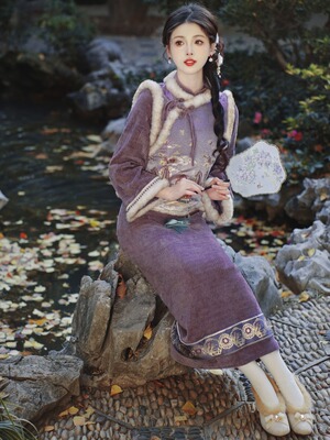 旗袍秋冬款新中式国风冬装旗袍