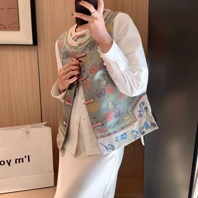 国风盘扣上衣女新中式马甲