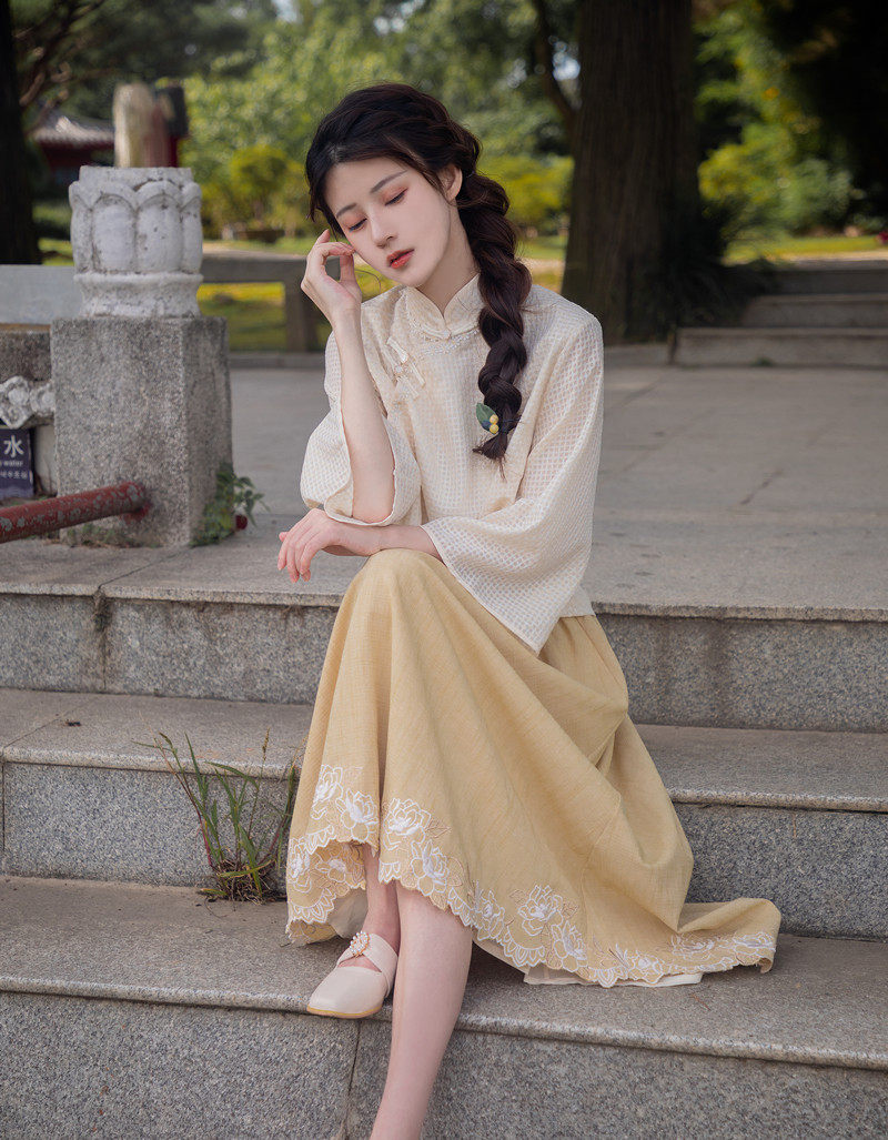 HANFU 여성 당나라 정장 중국 스타일 여성 의류 복고풍 중국 개선 치파오 버튼 탑 고대 스타일의 새로운 중국 스타일 정장