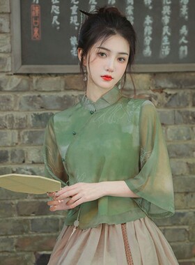 明制汉服女款唐装中国风女装改良旗袍上衣盘扣古装茶服新中式套装