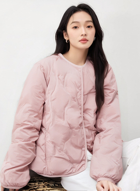 YPUT轻薄圆领开衫宽松短款羽绒服 YHG411201G