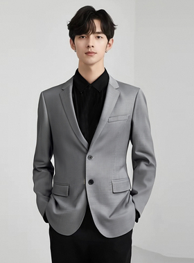 男装灰色休闲西装男士商务西服上班便服西装YHG201060A