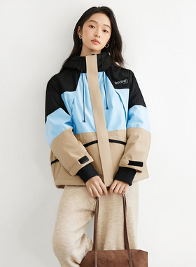 YPUT时尚休闲潮流拼接连帽鹅绒服YHE211033G