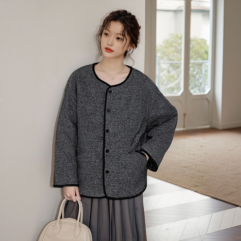 YPUT女士休闲宽松撞色门襟棉服外套YHG207010G