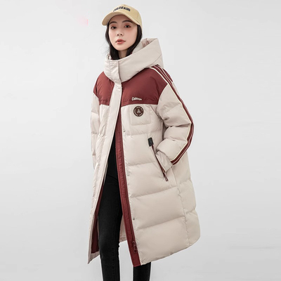 冬季加长加厚保暖羽绒服女时尚连帽休闲外套YHF211540G