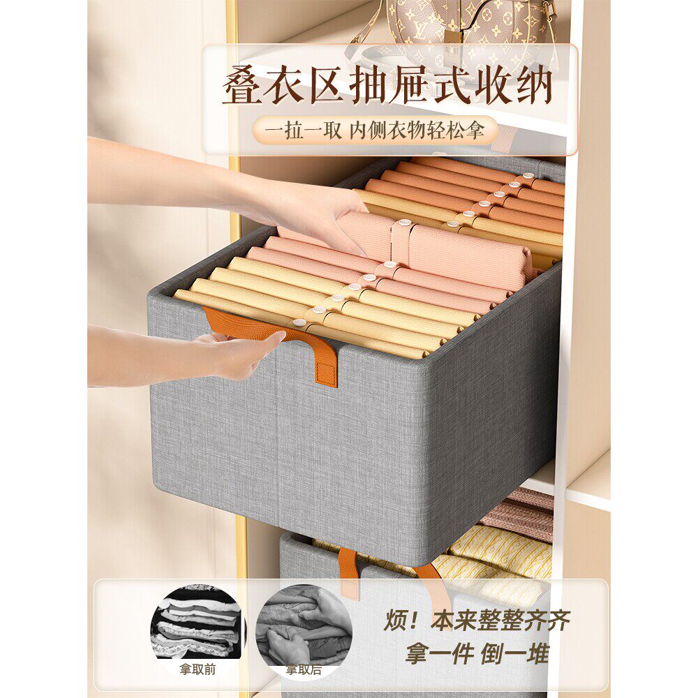 日本进口MUJIΕ衣服收纳箱家用衣物裤子分层神器衣柜整理盒篮筐布