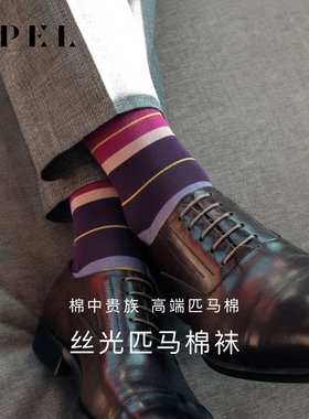 APEL丝光进口匹马棉条纹袜子男中筒袜春夏透气女百搭高端潮流棉袜