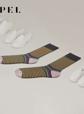 APEL丝光匹马棉条纹情侣袜子男中筒袜透气女百搭高端精品潮棉袜