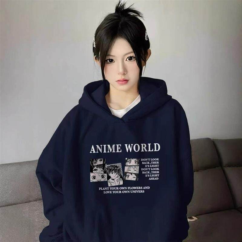 藏蓝色连帽卫衣女2026新款爆款加绒厚秋冬上衣春秋季薄款早春外套