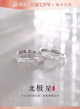 北极星情侣戒指银男女对小众设计新对戒指中国情人节礼物的女朋友
