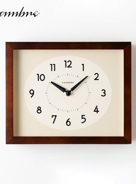 CHAMBRE日本进口日式实木长方形复古挂钟客厅卧室静音石英钟071DB