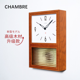 CHAMBRE日本原装 挂钟置钟 进口复古静音摆钟北美橡木实木客厅日式