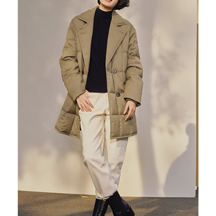 西装领白鹅绒羽绒服女加厚中长款羊毛大衣收腰小众设计感外套2025