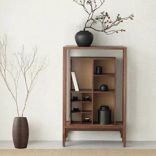 博古架新中式实木茶具收纳柜家用