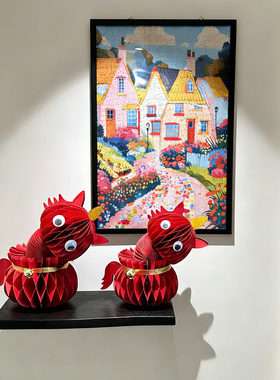 马年新年装饰摆件立体蜂窝折纸可伸缩家居玄关布置2026新款