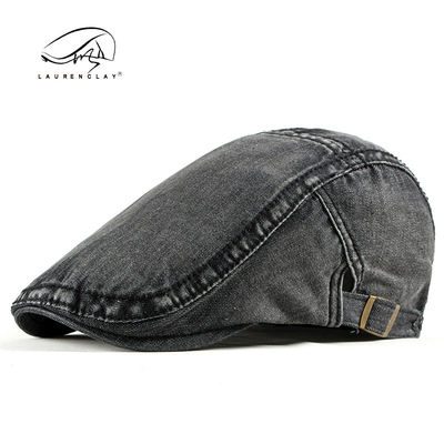 beret caps hats berets牛仔帽子男士光板简约鸭舌帽水洗牛仔