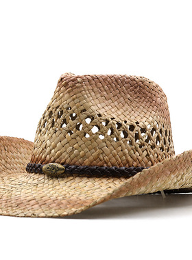 防晒时尚草帽Wide Brim Men Hat Panama Cowboy Hats Women