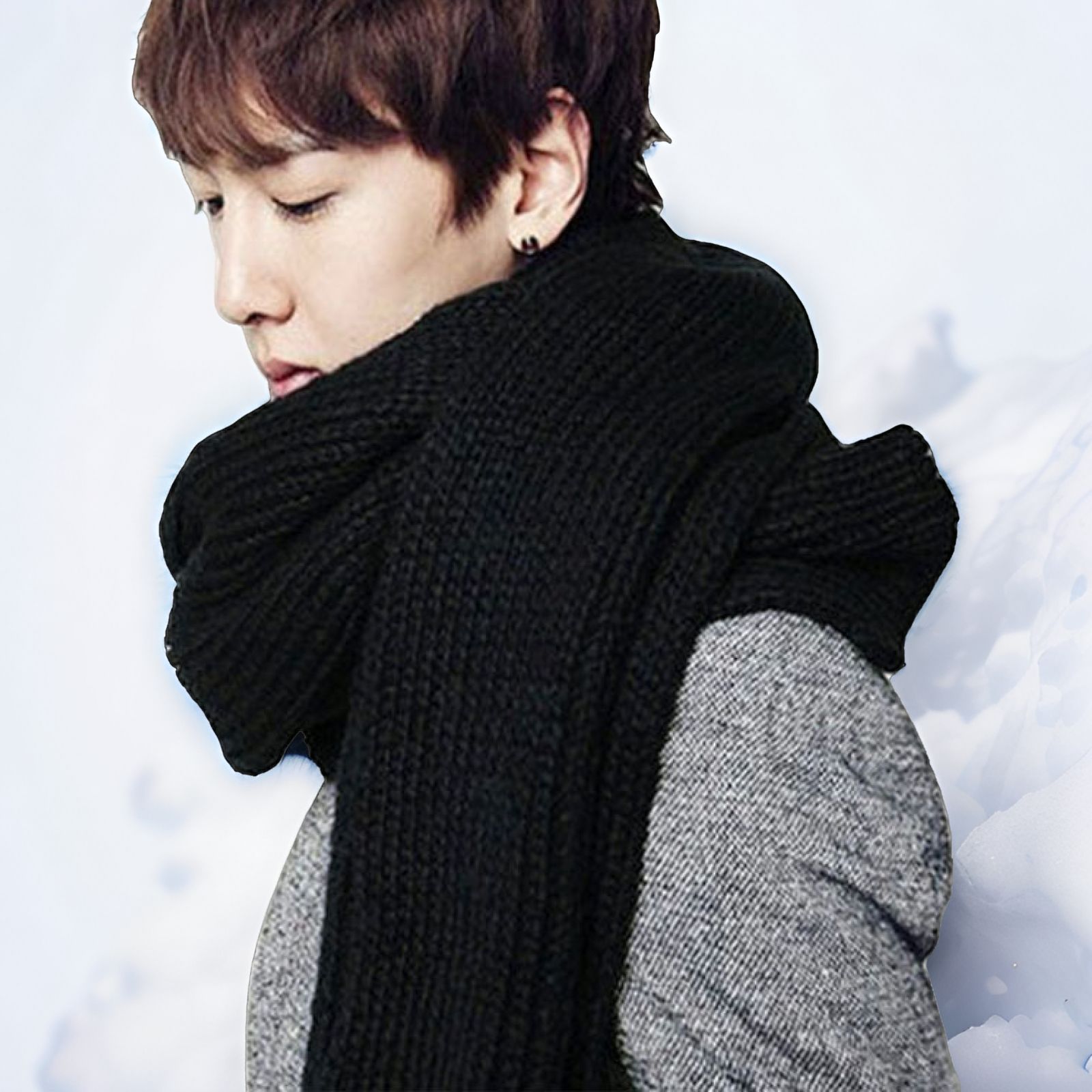 Men Scarf Winter New韩版毛线围巾女冬季百搭加厚保暖围脖秋冬