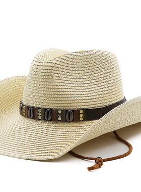 防晒时尚草帽Wide Brim Men Hat Panama Cowboy Hats Women