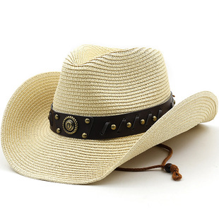 Western Cowboy Wide Brim Hat 遮阳帽男夏季可折叠帽子男潮